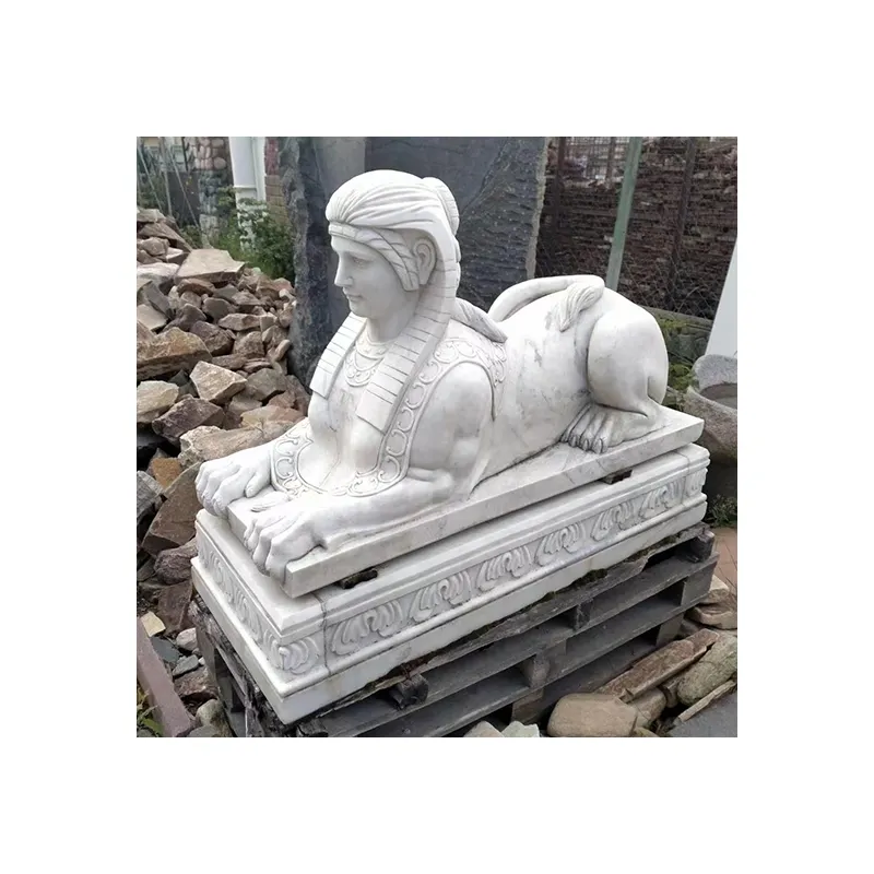 Nuove donne di marmo bianche popolari della decorazione del giardino all'aperto di progettazione con la scultura del corpo del leone