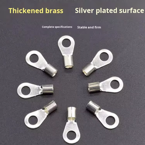 Bornes à anneau en cuivre étamé de type O électriques, bornes à fourche nues non isolées, connecteurs de fils à sertir - Product Image 2