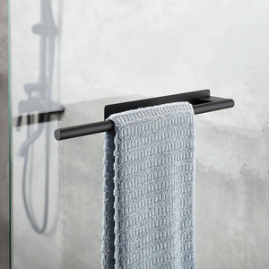Toallero de pared de acero inoxidable adhesivo sin perforaciones para baño, barra individual para toallas, soporte para toallas de baño, venta al por mayor - Product Image 3