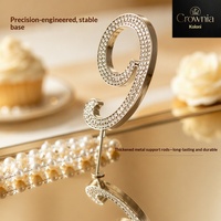 Décoration de gâteau d'anniversaire pour adulte en fer entièrement incrusté de diamants, idéale pour la première année, décoration de table de dessert, gâteau transfrontalier