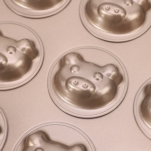 Molde antiadherente para hornear DIY, molde para pastel de donuts con diseño de cerdo de 12 cavidades, color dorado, para hornear en casa - Product Image 3