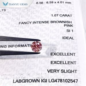 Tianyu Gems Creado Cvd Diamond Lab Grown 1.07ct Fancy Intenso Marrón Rosa Forma redonda Color Lab Diamond - Product Image 6