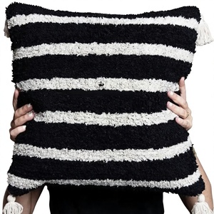ITHL Designer Hand Woven Boho Tufted Style Cushion Cover With Tassel Indian Supplier Decorative Pillow Cover for Indoor 100% - Product Image 1