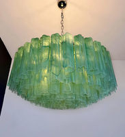 Suspension Vintage Italienne ModernGrand Lustre Vert en Verre de Murano