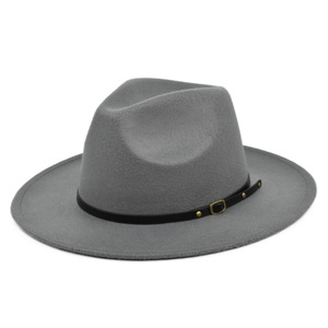 Sombreros Fedora de fieltro clásicos al por mayor sombrero de Panamá de ala ancha sombrero de copa blanco para mujeres y hombres con decoración de diseño de hebilla de cinturón - Product Image 6