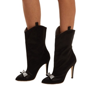 Chaussures rouges à bout pointu pour femme, nouvelle bottines <span class=keywords><strong>noires</strong></span>, pointues, en Satin rose, à talon aiguille haut, nouvelle collection 2020 - Product Image 6