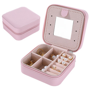 Fashion Jewelry Box 7 Inch PU Zipper Closure Lightweight Travel Storage Case For Rings Earrings Necklaces Bracelets - Product Image 5