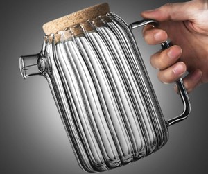 Elegante caraffa di vetro Premium con coperchio in legno elegante brocca per bevande per uso domestico per acqua fredda succo di tè freddo <span class=keywords><strong>limonata</strong></span> - Product Image 4