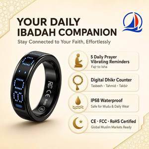 Bague Tasbih Numérique Intelligente avec Compteur et 5 Rappels Vibrants pour les Prières Quotidiennes, Personnalisable OEM, Étanche IP68, Bague Dhikr pour Musulmans - Product Image 3