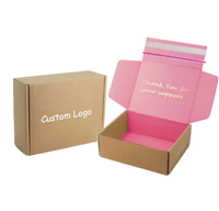 Boîte d'expédition en carton ondulé biodégradable, logo personnalisé, couleur intérieure vernie, emballage e-commerce avec message de remerciement, extérieur en papier couché
