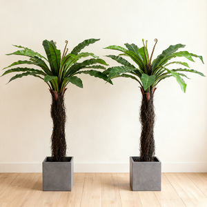 Bonsaï d'arbre artificiel nid d'oiseau Dream Castle 100cm-200cm, plante d'intérieur décorative en pot, fougère - Product Image 2