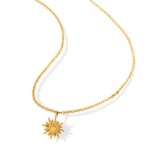MICCI-collar con colgante de sol para mujer, cadena de clavícula estilo INS, acero de titanio, 18K, dorado, acero inoxidable - Product Image 1