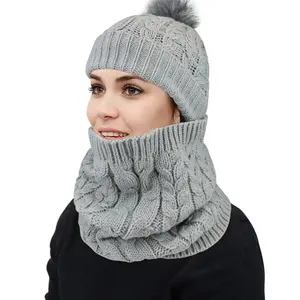 따뜻한 겨울 양털 니트 비니 모자와 머플러 목 각반 따뜻한 스카프 목도리 넥 스키 마스크 스키 마스크 모자
