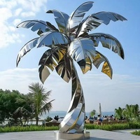 Escultura Abstracta de Paisaje en Acero Inoxidable 3D, Escala Real, Dinámica, Moderna, Grabada, Resistente al Viento, Anticorrosión, Ciudad Costera