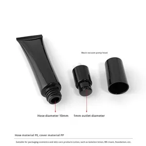 Flacone Vuoto Ricaricabile con Pompa a Vuoto Elettrochimica in Plastica, Tubo Morbido Cosmetico Bianco e Nero da 30/40ml - Product Image 3