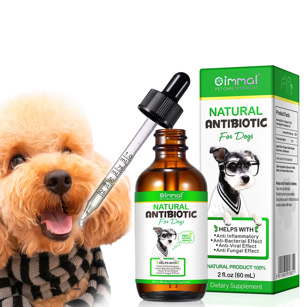 Suplementos dietéticos naturales para alivio de alergias para mascotas, gotas líquidas de antibióticos para ojos y oídos para perros, perrera, tos e infección de heridas en la piel