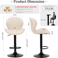 Chaise de bar rotative moderne à durabilité exceptionnelle avec tabouret de bar à coussin souple en cuir réglable et restaurant à dossier haut