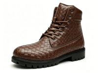 Cuir en gros pour bottes de travail montantes imperméables, style streetwear et randonnée, avec œillets dorés personnalisés, semelle crantée épaisse, unisexe