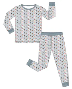 Stile natalizio babbo natale modello pupazzo di neve vestiti per bambini in cotone di bambù manica lunga 2 pezzi set