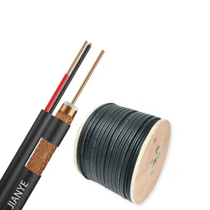 Tv rg59 cabo coaxial ce/robusto sabre certificado cctv câmera fabricante preço de fábrica lin'an rg59 + 2 cabo coaxial siamese