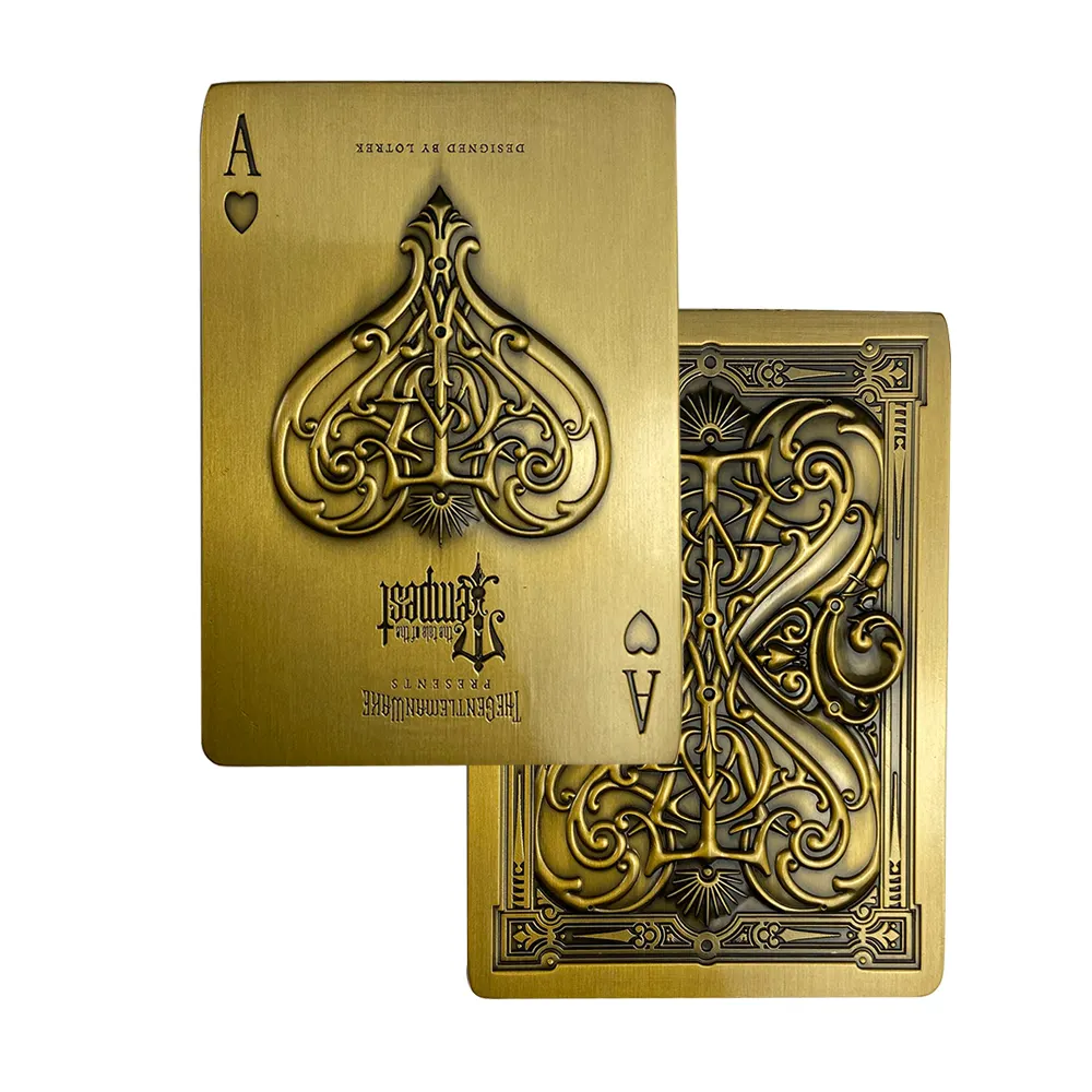 wholesale enamel coin 3d poker blanks playing card metal craft plaques engraved masonic golden playing cards