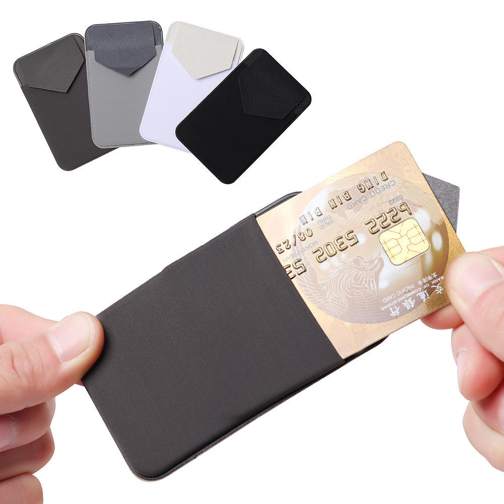 Elastic Mobile Phone Wallet Credit ID Card Holder Adhesive Pocket Sticker Case