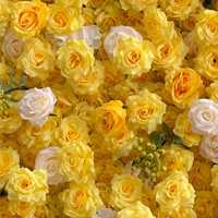 Mur de fond en tissu 3D enroulable avec roses jaunes artificielles, panneau de fleurs artificielles pour décoration
