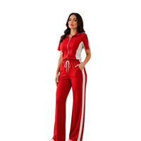 Ensemble d'été TW891 pour femme, style européen et américain, en polyester et élasthanne, coupe ample, col à revers, longueur intégrale, style urbain, pour site indépendant