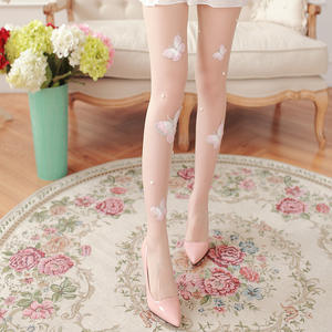 Лолита милые женские вышитые бабочки Элегантные корейские женские колготки компрессионные чулочно-носочные изделия колготки - Product Image 5