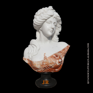 Statue de <span class=keywords><strong>buste</strong></span> <span class=keywords><strong>en</strong></span> <span class=keywords><strong>marbre</strong></span> pour <span class=keywords><strong>femme</strong></span>, Sculpture classique d'intérieur sculptée à la main - Product Image 3
