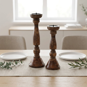 Support de bougie rond en bois fait main QUALCOSA INTERNATIONAL pour la décoration de la maison à la Saint-Valentin - Product Image 3