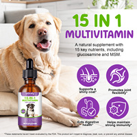 Worafy 60ml suppléments multivitamines liquides pour animaux de compagnie naturels marque privée 15 en 1 gouttes de multivitamines pour chiens soutien en vitamines