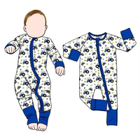 Pyjama bébé en bambou doux de haute qualité avec fermeture éclair, combinaison respirante, impression personnalisée, vente en gros