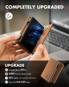 Pollice in su minimalista sottile in vera pelle Trifold RFID blocco magnetico finestra di identità <span class=keywords><strong>uomo</strong></span> titolare carta di <span class=keywords><strong>credito</strong></span> <span class=keywords><strong>portafoglio</strong></span> <span class=keywords><strong>uomo</strong></span> - Product Image 4