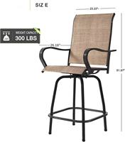Dwoo Ensemble de tabourets de bar pivotants pour patio tout temps Chaises de bar à hauteur de balcon pour jardin et pelouse 2 pièces pour l'extérieur