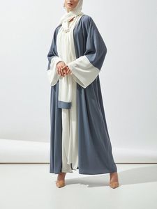 Automne et printemps Style modeste femmes musulmanes longue Dubaï Abaya fourni ODM Patchwork Cardigan crème solaire commerce extérieur Robe - Product Image 6