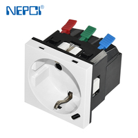 Enchufe de Pared Estándar Alemán con Carga USB Tipo-C de 15W, 250V 16A, Módulo de 45x45mm con Terminales de Cableado Rápido