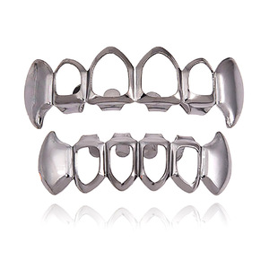 Grillz Hiphop 18K <span class=keywords><strong>Quad</strong></span> Hollow, plaqué or brillant, bijoux de mode pour hommes - Product Image 1