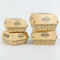 Boîtes à Hamburger Personnalisées en Carton Kraft avec Logo, Revêtement PE Qualité Alimentaire, Étanche, Portable, Recyclable, Écologique pour Cafés, Food Trucks, Sushi