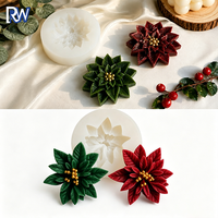 Moule en silicone pour fondant, idéal pour la décoration de gâteaux et la pâtisserie au chocolat (fleurs de Noël et feuilles de houx), qualité alimentaire
