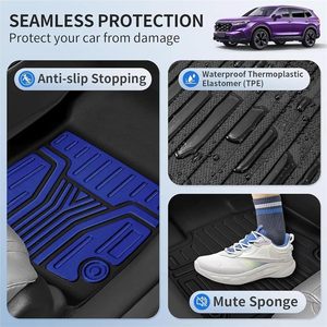 Tapis de sol de voiture en TPE antidérapant, épaisseur 2 mm, ensemble complet 3 pièces, nettoyage facile, isolation sportive - Product Image 4