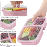 Boîte à bento en plastique à 2 compartiments pour préparation de repas, récipients de conservation alimentaire, compatibles micro-ondes et lave-vaisselle, chauffables, pour aliments froids ou chauds, anti-fuite