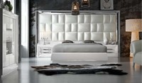 Cadre de lit double en cuir souple de luxe haut de gamme, nouveau design contemporain moderne, très grand lit avec garantie de 3 ans