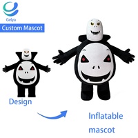 Costume de mascotte gonflable en peluche personnalisé en forme de citrouille avec chapeau de sorcière |   Mascotte ambulante d'Halloween pour événements festifs
