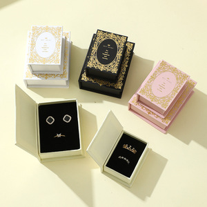 Scatola Personalizzata Rosa per Gioielli, Portagioie Multifunzionale a Forma di Libro con Chiusura Magnetica per Orecchini, <span class=keywords><strong>Collane</strong></span> e Anelli - Product Image 4