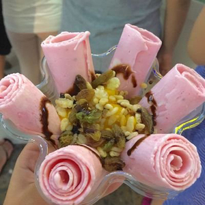 Máy Cuộn Kem Công Nghiệp Máy Chiên Chảo Đôi Máy Làm Kem Chiên Với Tủ Đông - Product Image 5