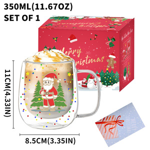 Giáng sinh hai lớp cách nhiệt cốc thủy tinh chịu nhiệt độ cao chống bỏng cà phê và cốc nước - Product Image 3