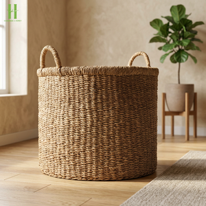 Garden Style Seagrass Storage <b>Basket</b> Home Decorative Christmas Decorations Gifts <b>Foldable</b> Laundry <b>Basket</b> Storage Box Bin OEM - Product Image 1