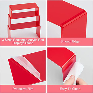 ชั้นจัดแสดงเครื่องประดับ: ชั้นวางค้าปลีกสำหรับงานอีเวนต์ของผู้ขายรูปทรงน้ำหอมไรเซอร์บุฟเฟ่ต์อะคริลิกสุดหรูสีแดง - Product Image 5