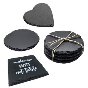 STARUNK Vente en gros de sous-verres en pierre <span class=keywords><strong>d</strong></span>'<span class=keywords><strong>ardoise</strong></span> noire 4 mm carrés antidérapants écologiques faits à la main en vrac pour tables basses et cadeaux - Product Image 2